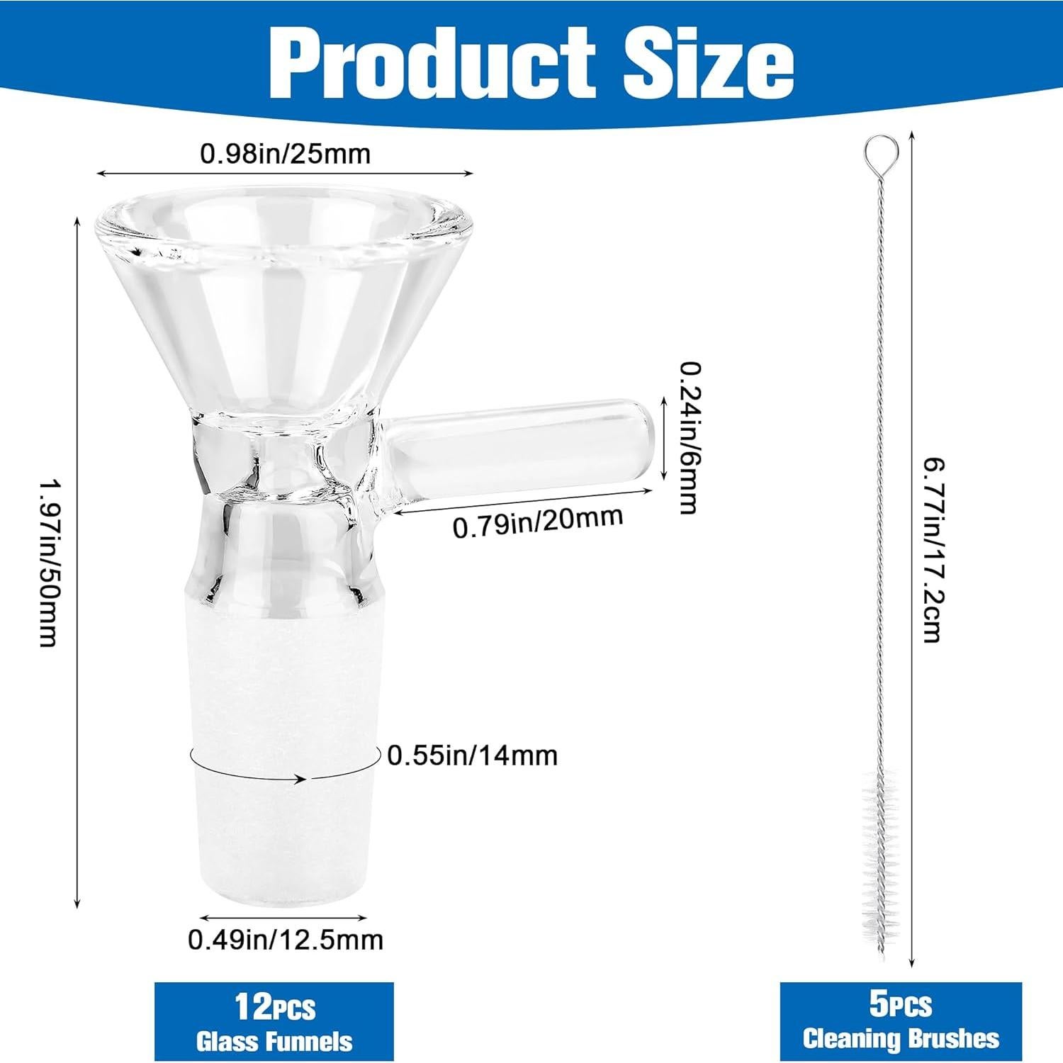 Paquete de 12 embudos de vidrio COITEK con mango y 5 cepillos