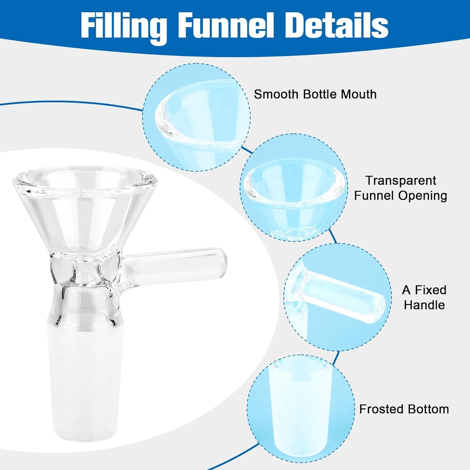 Paquete de 12 embudos de vidrio COITEK con mango y 5 cepillos