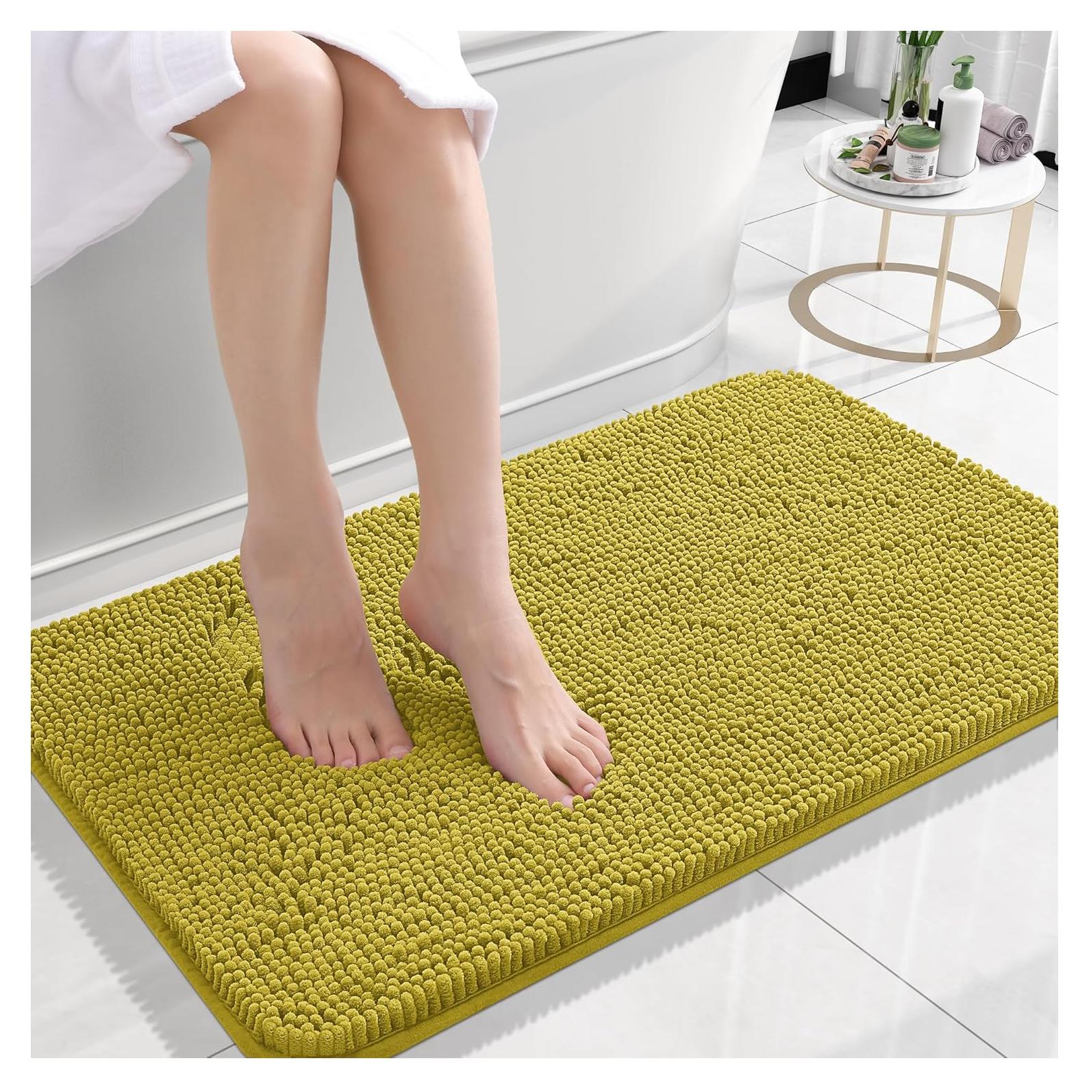 Alfombrilla de Baño OLANLY Chenille Mostaza 61x41 cm Absorbente