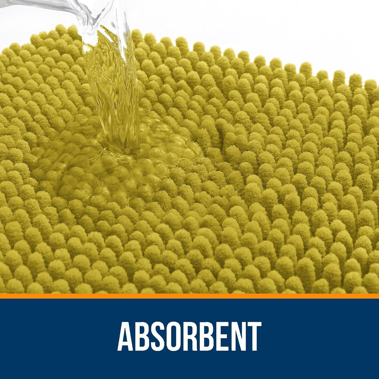 Alfombrilla de Baño OLANLY Chenille Mostaza 61x41 cm Absorbente