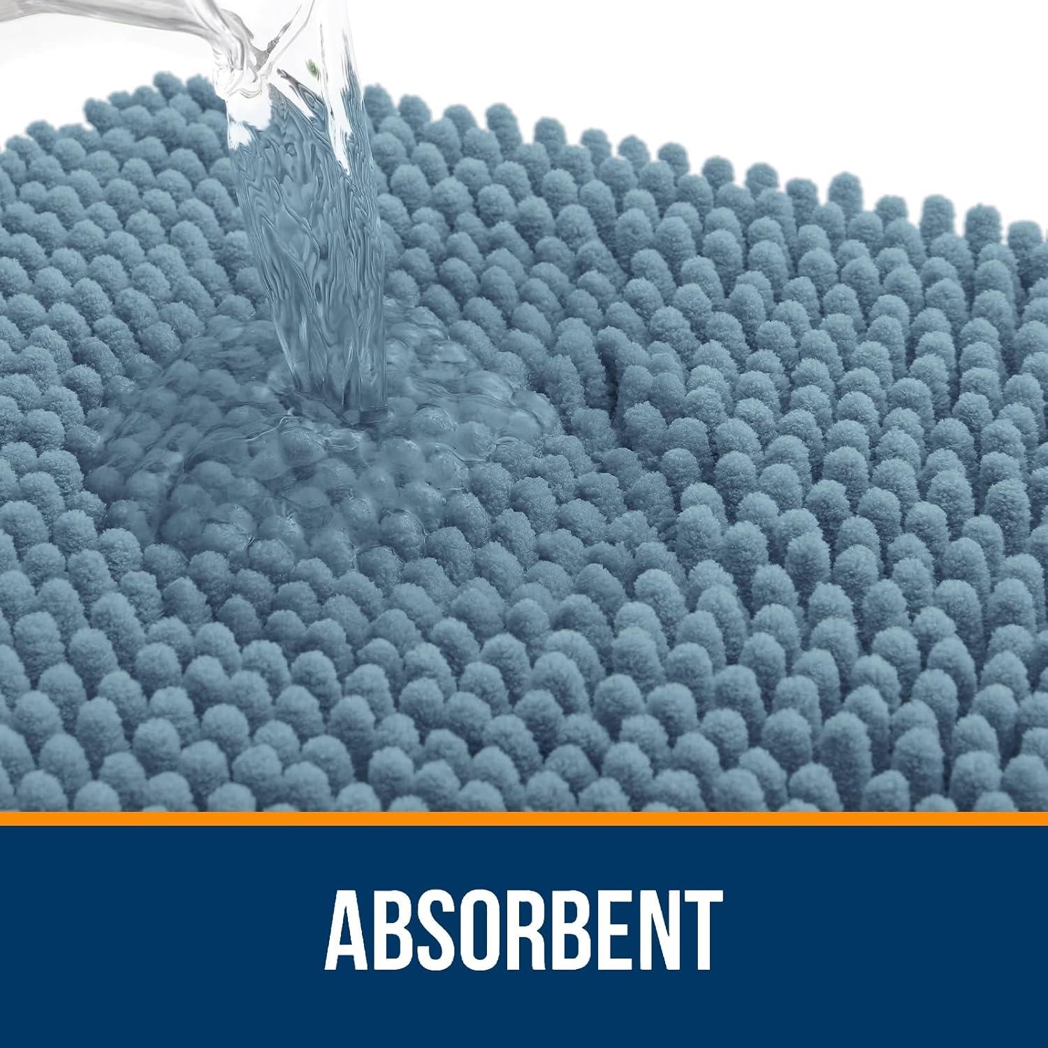 Alfombrilla de Baño OLANLY Chenille Azul Aireado 61x41 cm