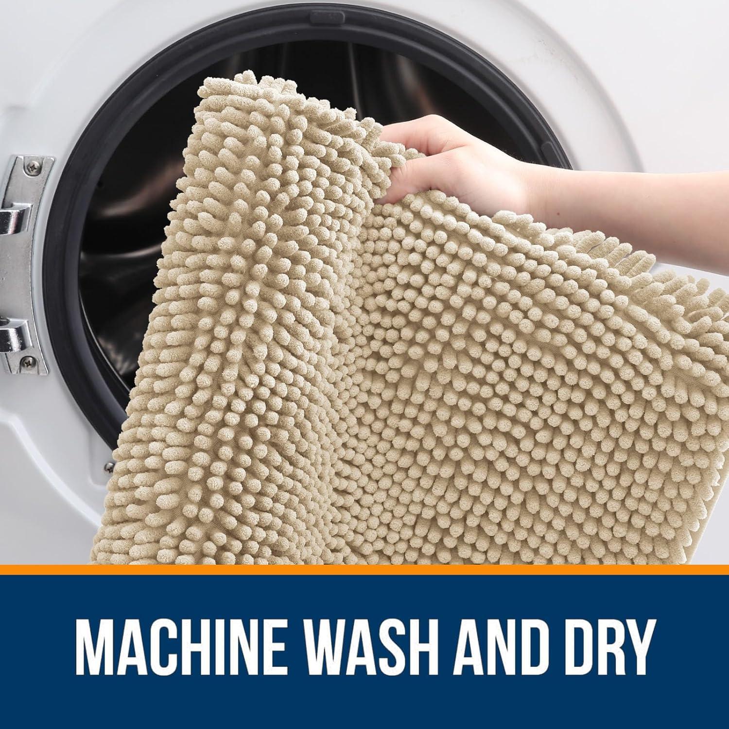 Alfombrilla de Baño OLANLY Chenille Beige 149.86x88.9 cm