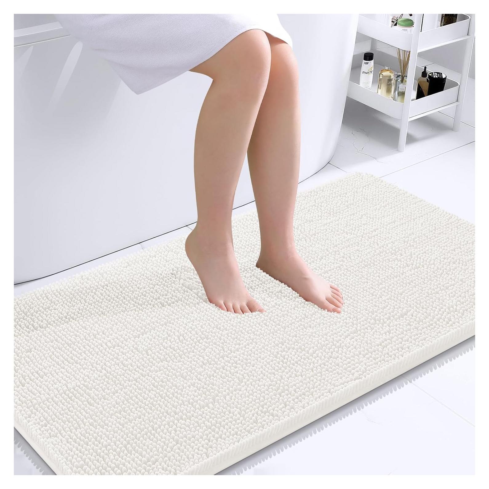 Alfombrilla de Baño OLANLY Chenille 114.3x68.6 cm Marfil