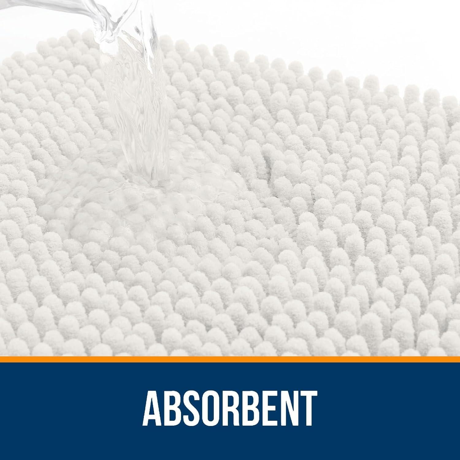 Alfombrilla de Baño OLANLY Chenille 114.3x68.6 cm Marfil