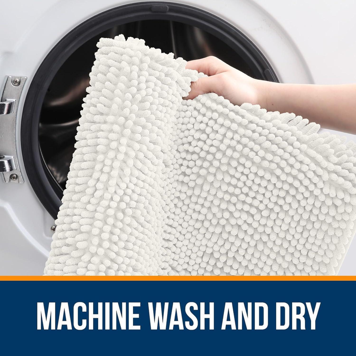 Alfombrilla de Baño OLANLY Chenille 114.3x68.6 cm Marfil