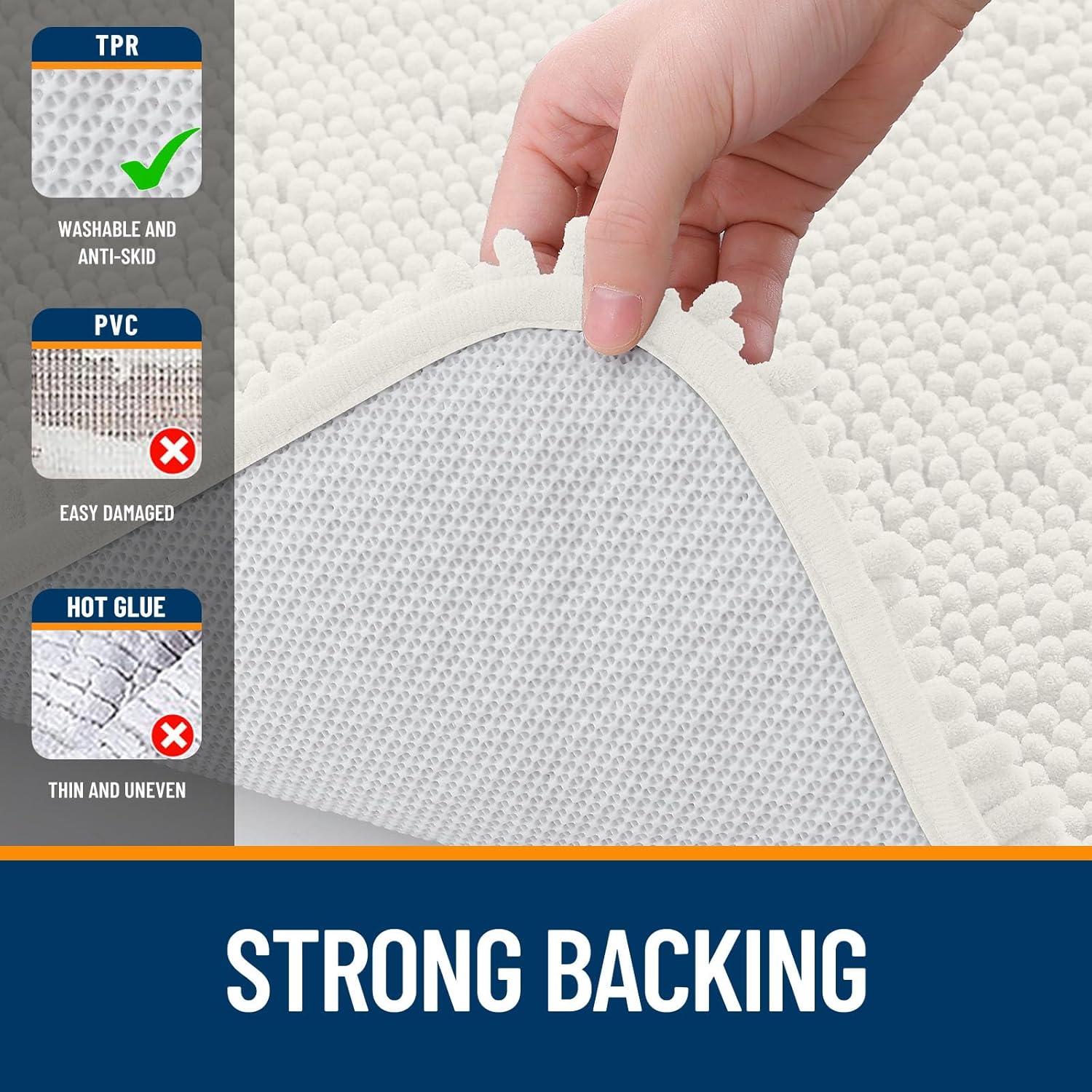 Alfombrilla de Baño OLANLY Chenille 114.3x68.6 cm Marfil