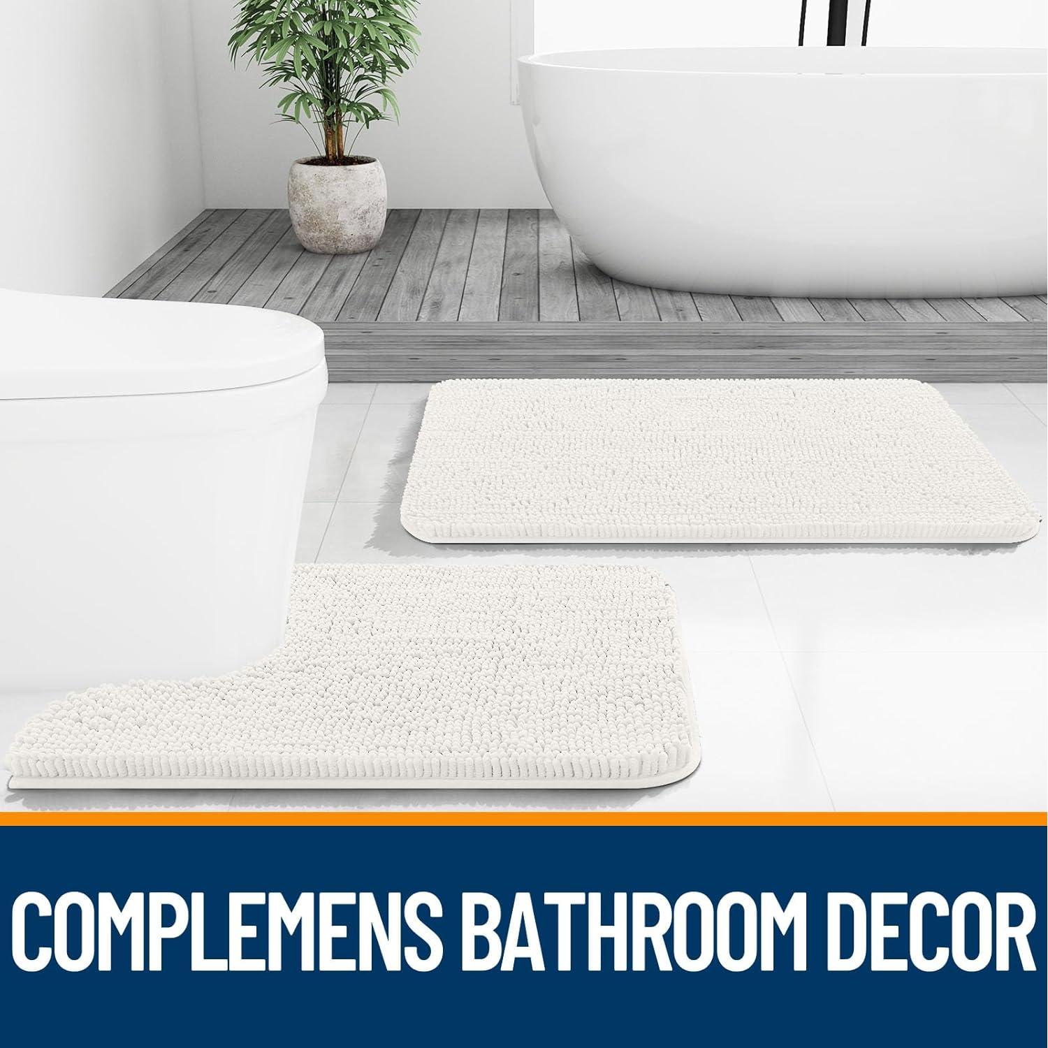 Alfombrilla de Baño OLANLY Chenille 114.3x68.6 cm Marfil