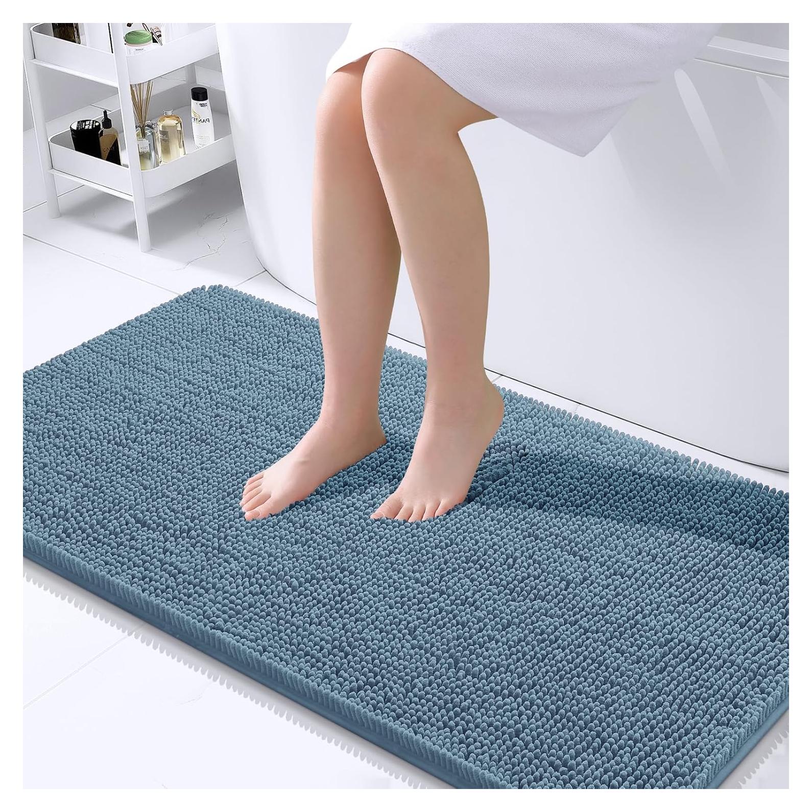 Alfombrilla de Baño OLANLY Chenille Azul 111.76x60.96 cm