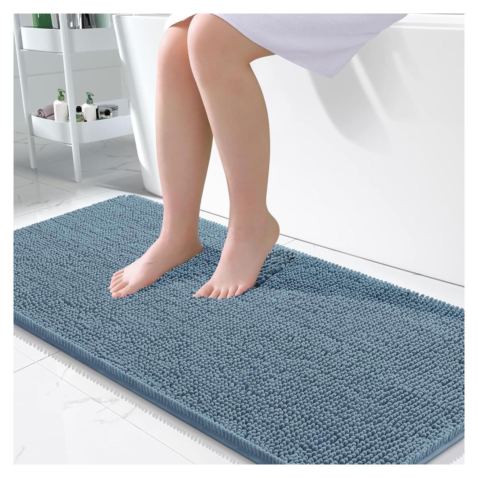 Alfombrilla de Baño OLANLY 120x61 cm Chenille Absorbente Azul