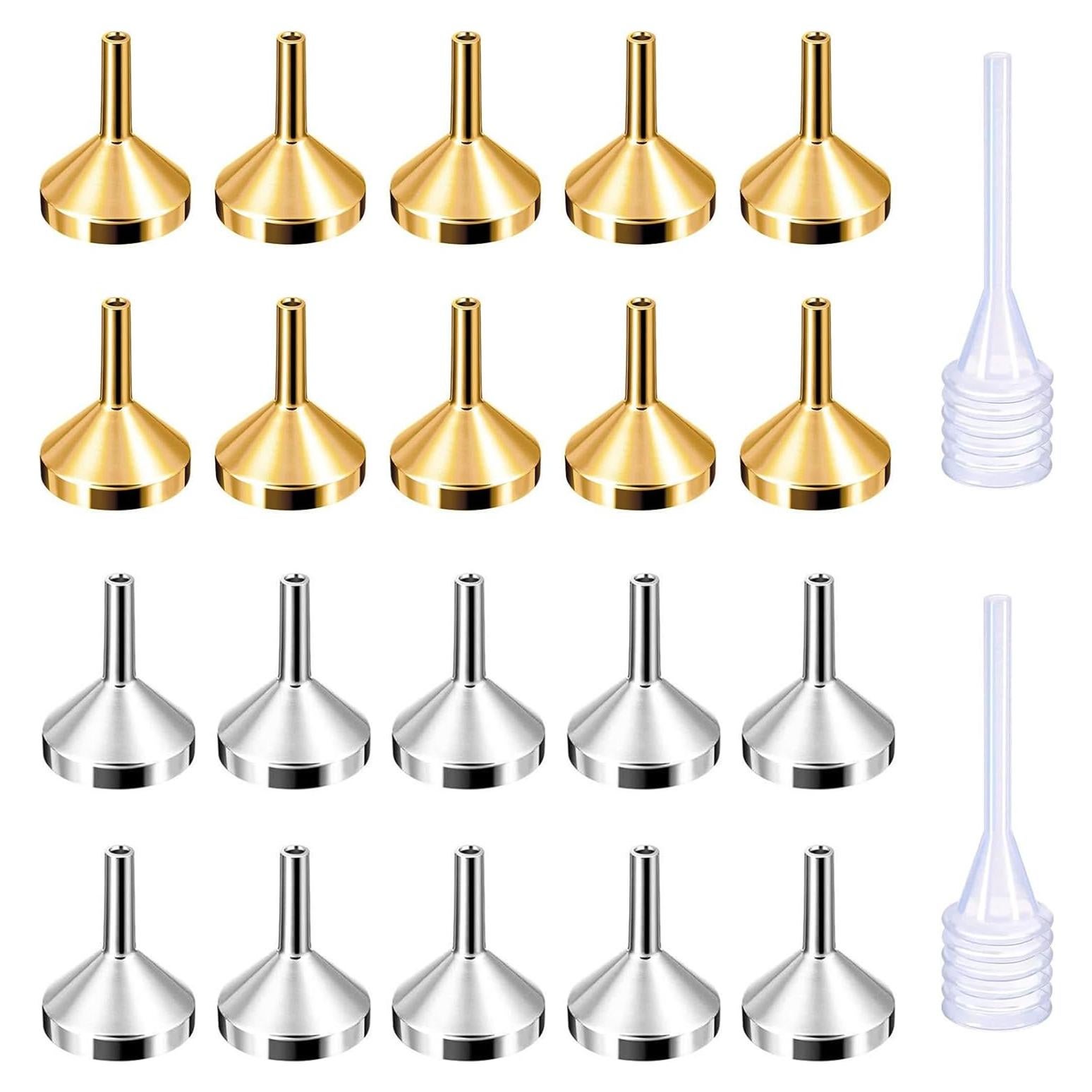 Paquete de 20 embudos metálicos pequeños Jaczora con 2 pipetas
