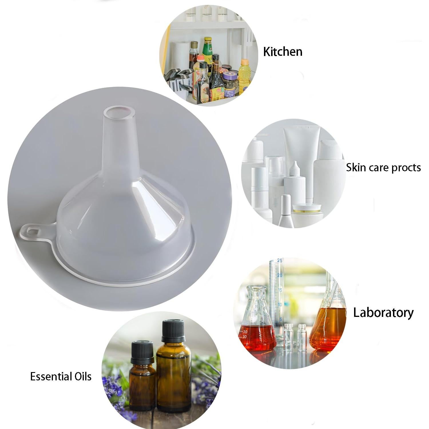 Embudos de Plástico Pequeños 4 Pack - Grado Alimenticio, 5cm