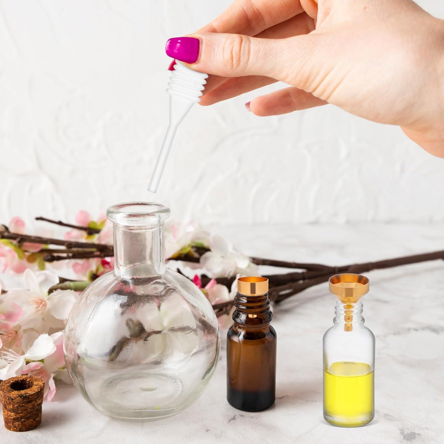 GLEAVI 8 Mini Embudos de Metal Oro + 2 Goteros 3ml