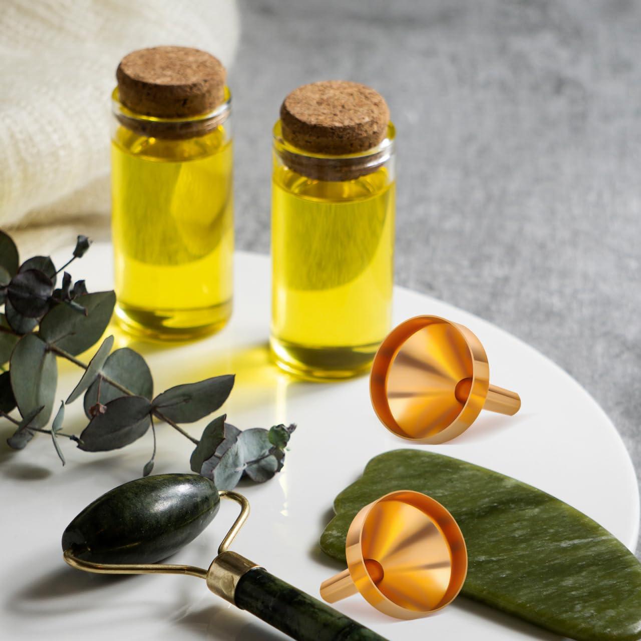 GLEAVI 8 Mini Embudos de Metal Oro + 2 Goteros 3ml