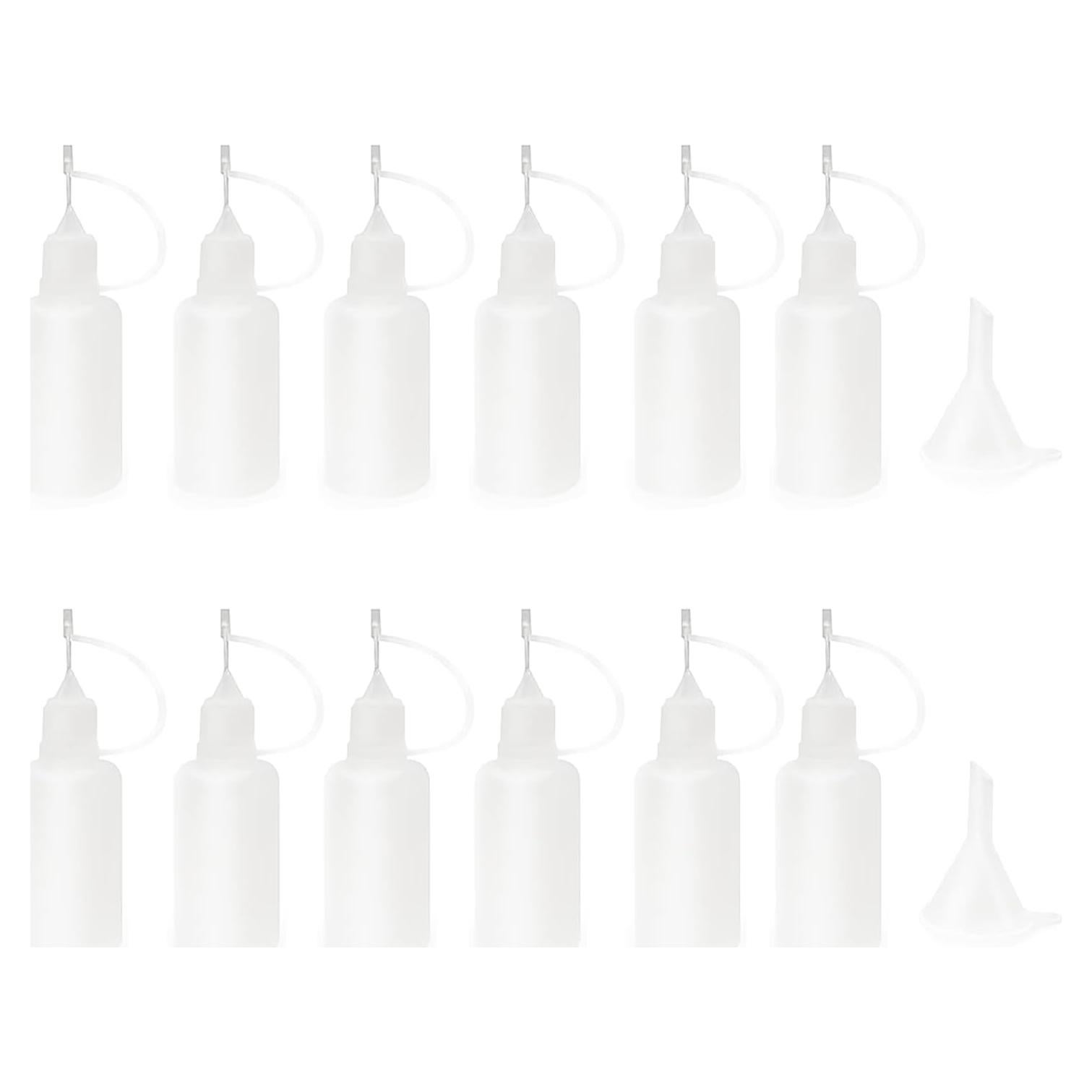 12 Botellas Aplicadoras 30ml XYSMZM con Mini Embudos Blancas