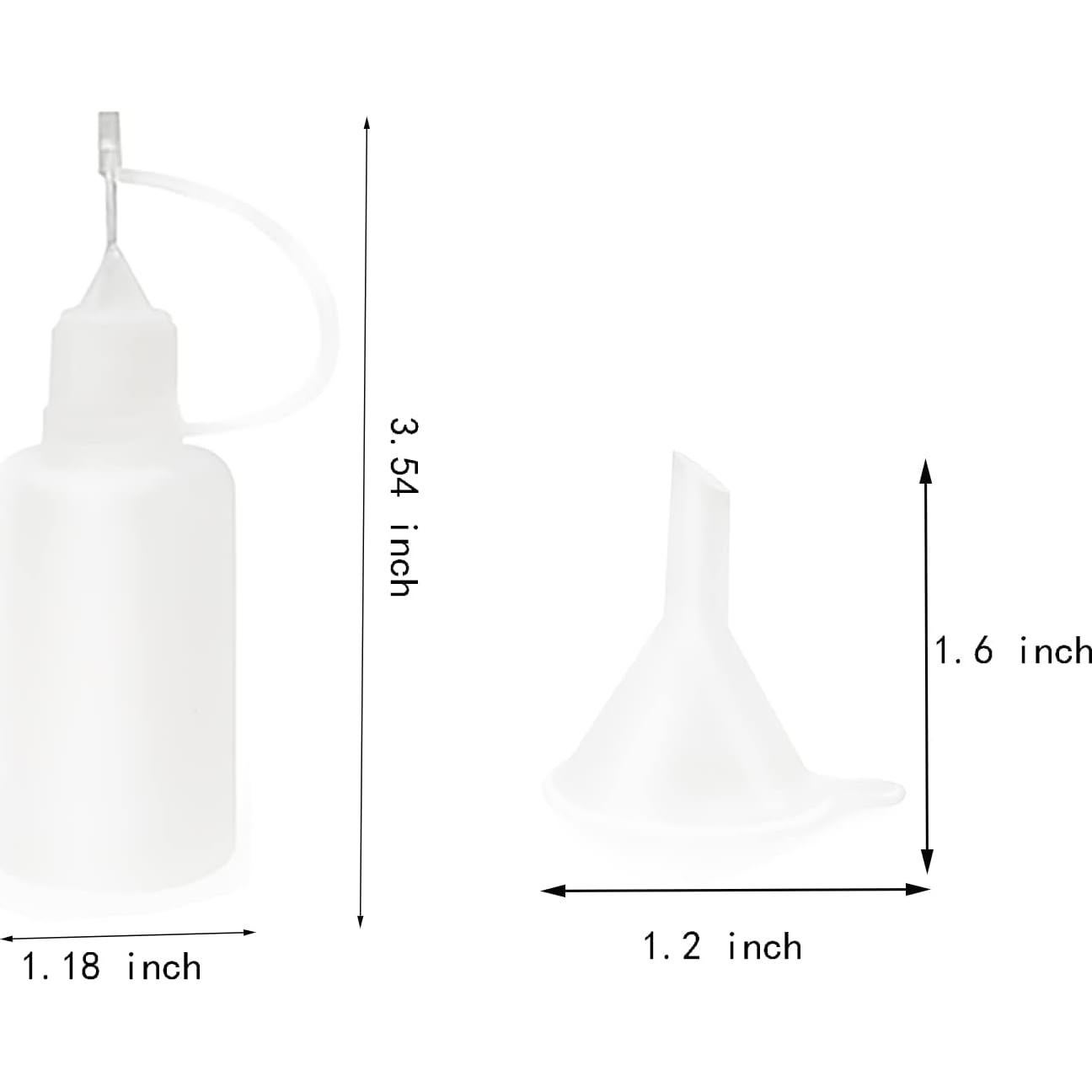 12 Botellas Aplicadoras 30ml XYSMZM con Mini Embudos Blancas