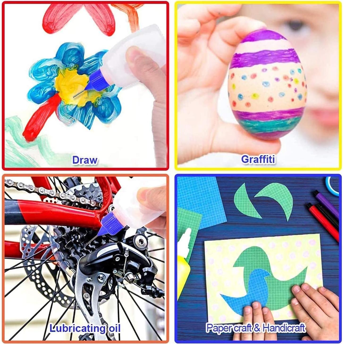 12 Botellas de Pegamento Hulless 60 mL Punta de Aguja Multicolor