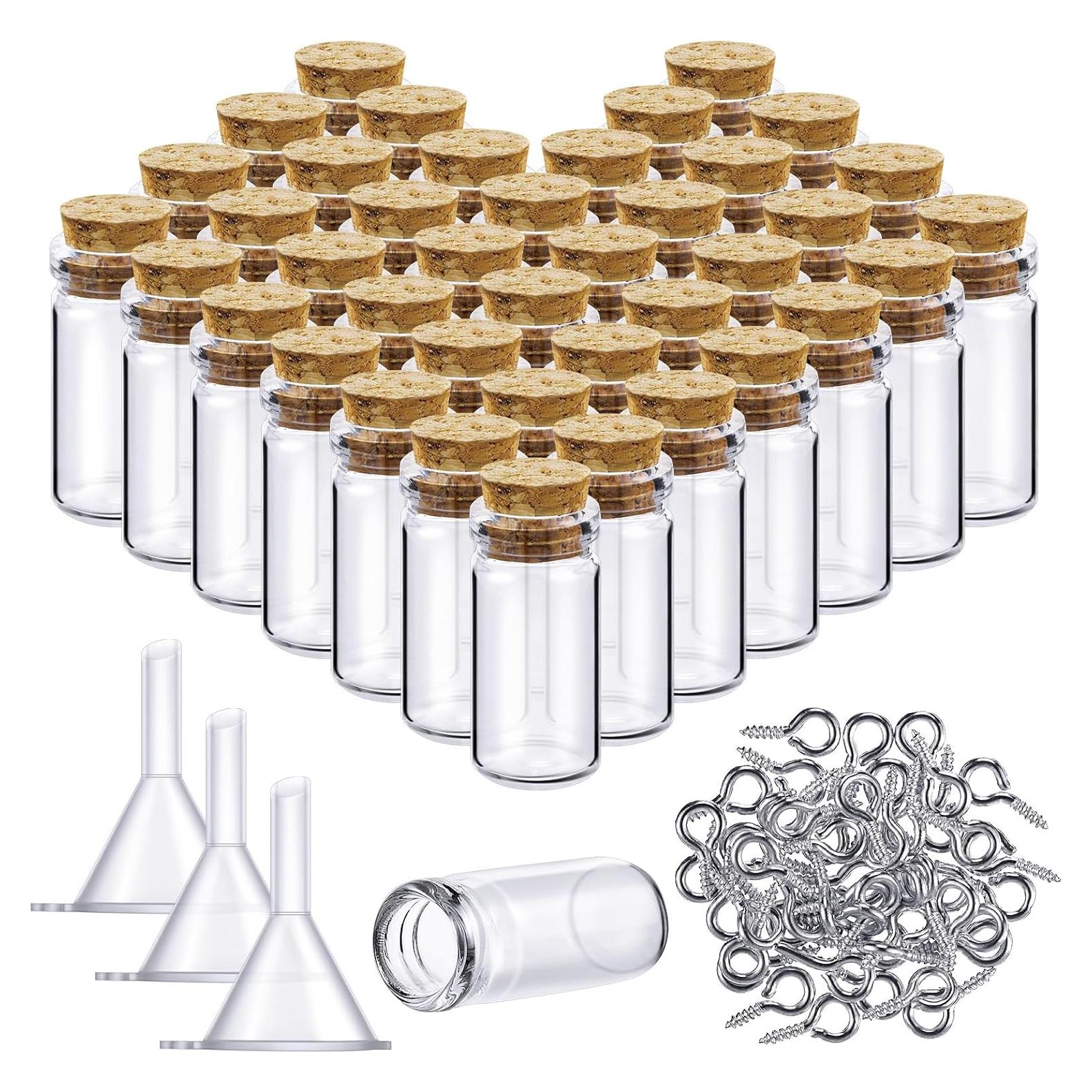 Yungyan 50 Mini Botellas de Vidrio con Corcho 1ml para DIY