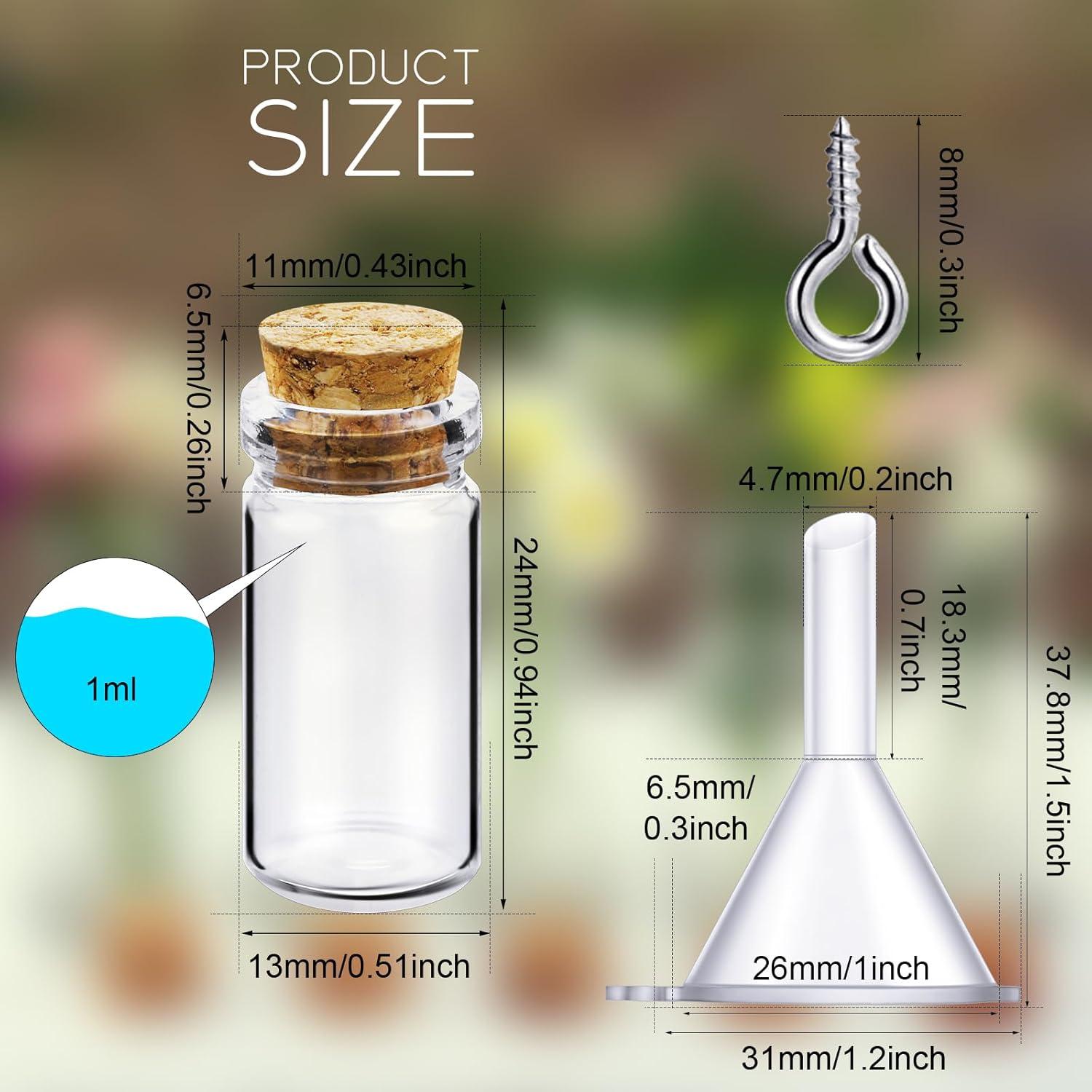 Yungyan 50 Mini Botellas de Vidrio con Corcho 1ml para DIY