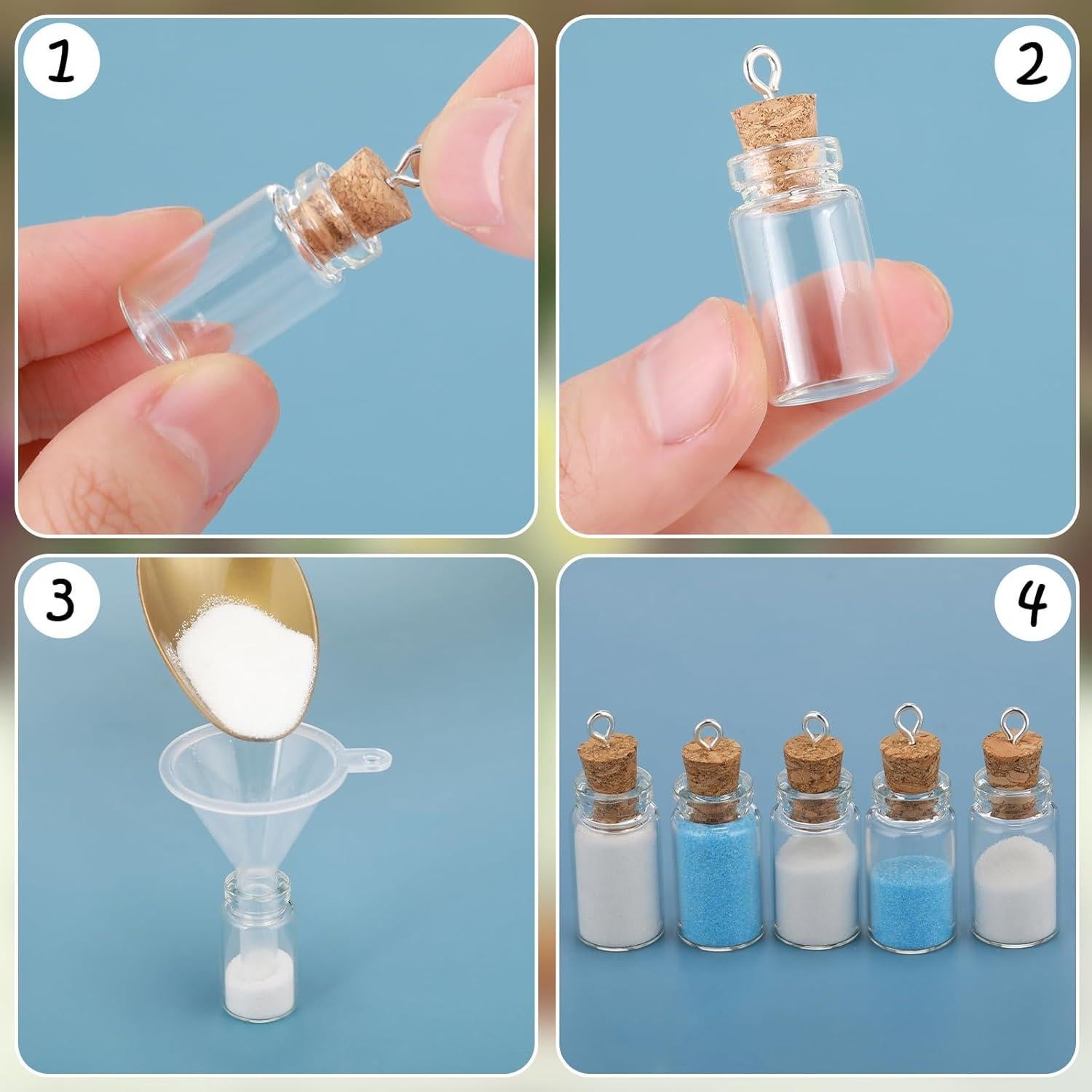 Yungyan 50 Mini Botellas de Vidrio con Corcho 1ml para DIY