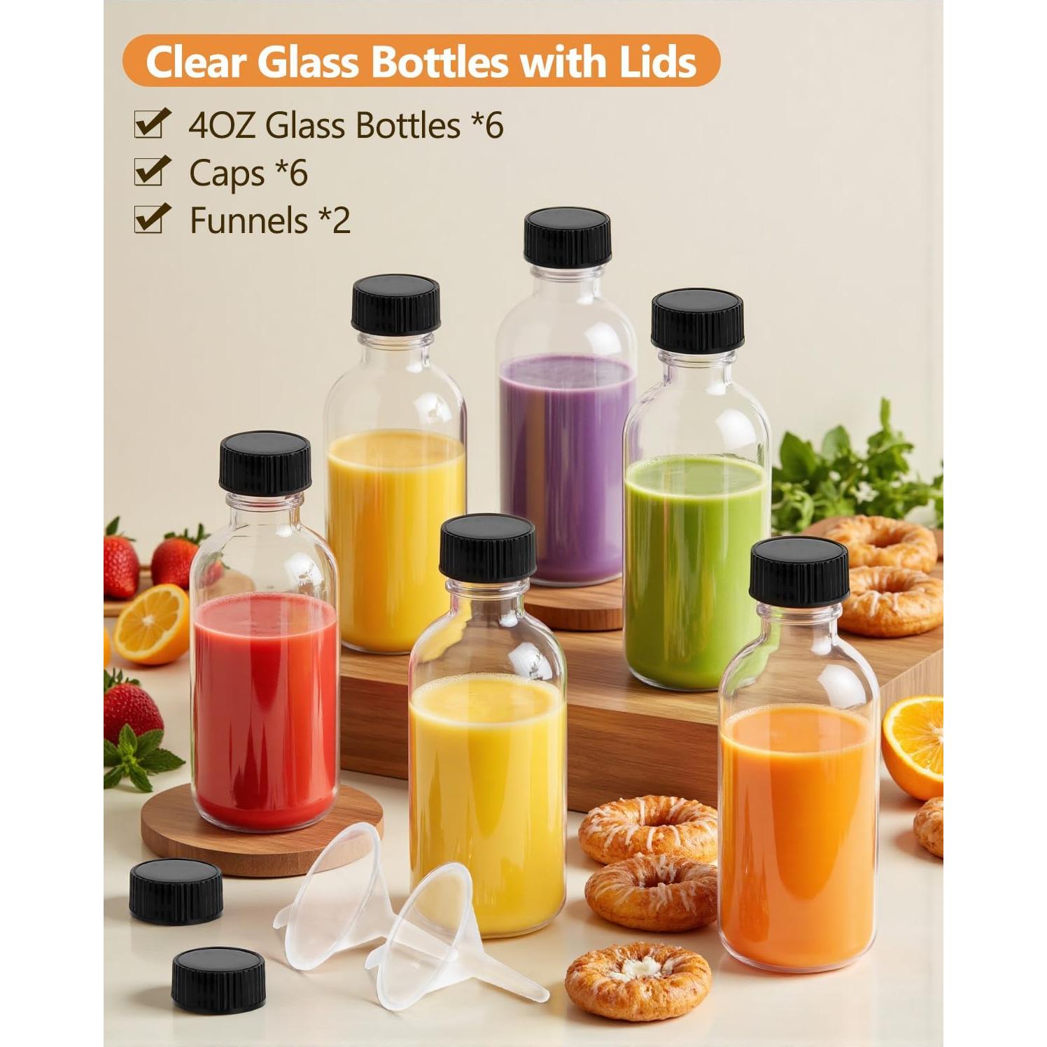 Botellas de vidrio Rionisor 120ml redondas Boston - Paquete de 6