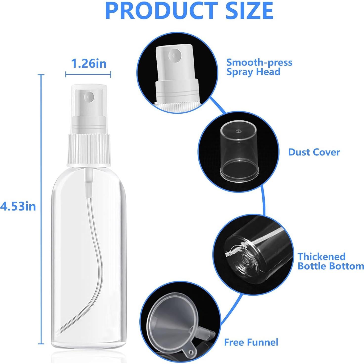 Paquete de 4 Botellas Spray Mini DTDNZKN 50ml a Prueba de Fugas