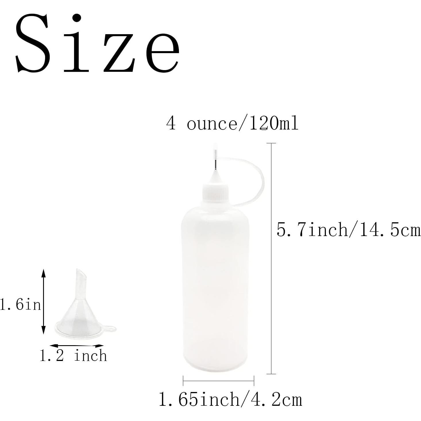 12 Botellas Goteo 120ml MYYZMY + 2 Mini Embudos para Manualidades