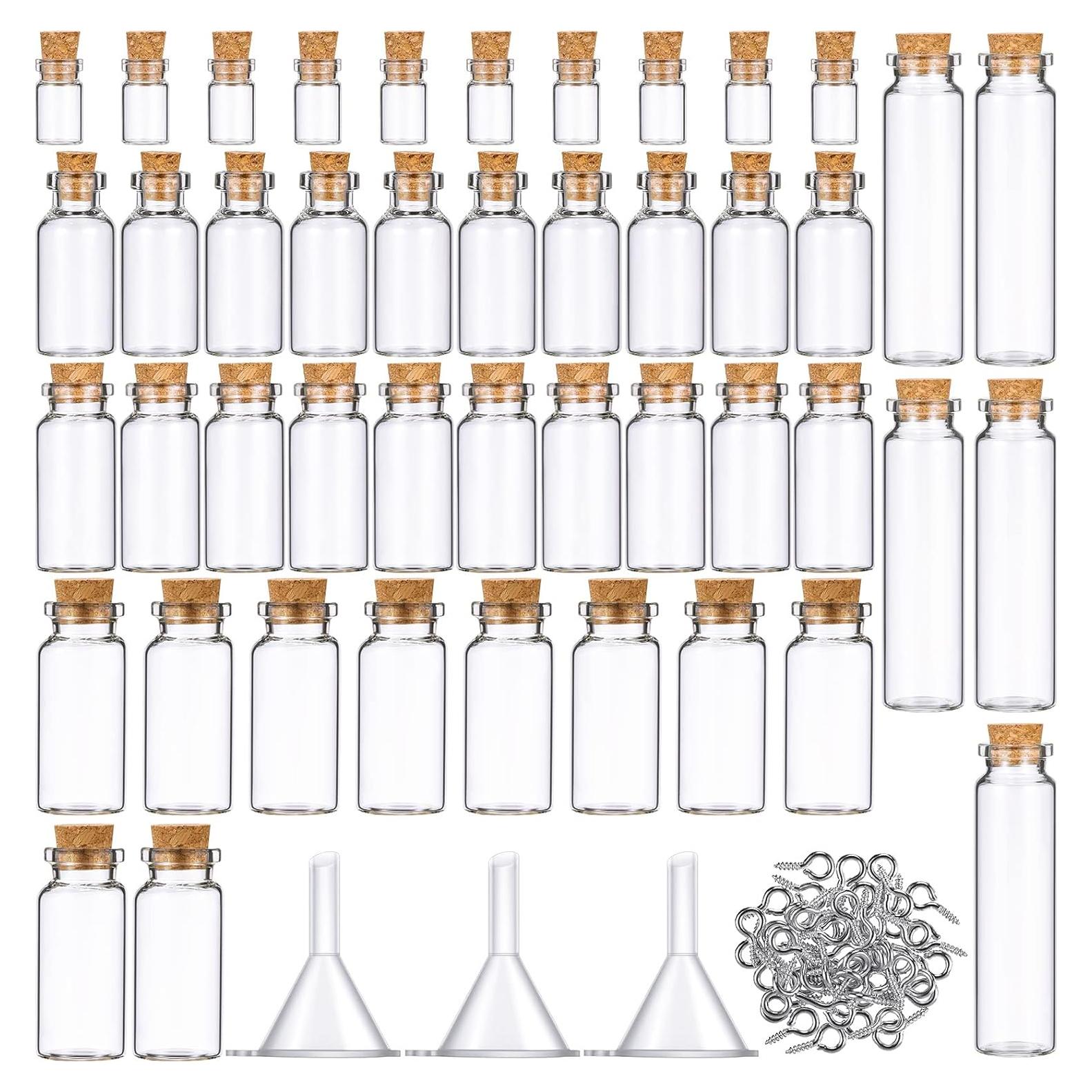 45 Botellas de Vidrio Mini Sherli con Tapones de Corcho 0.5-20ml
