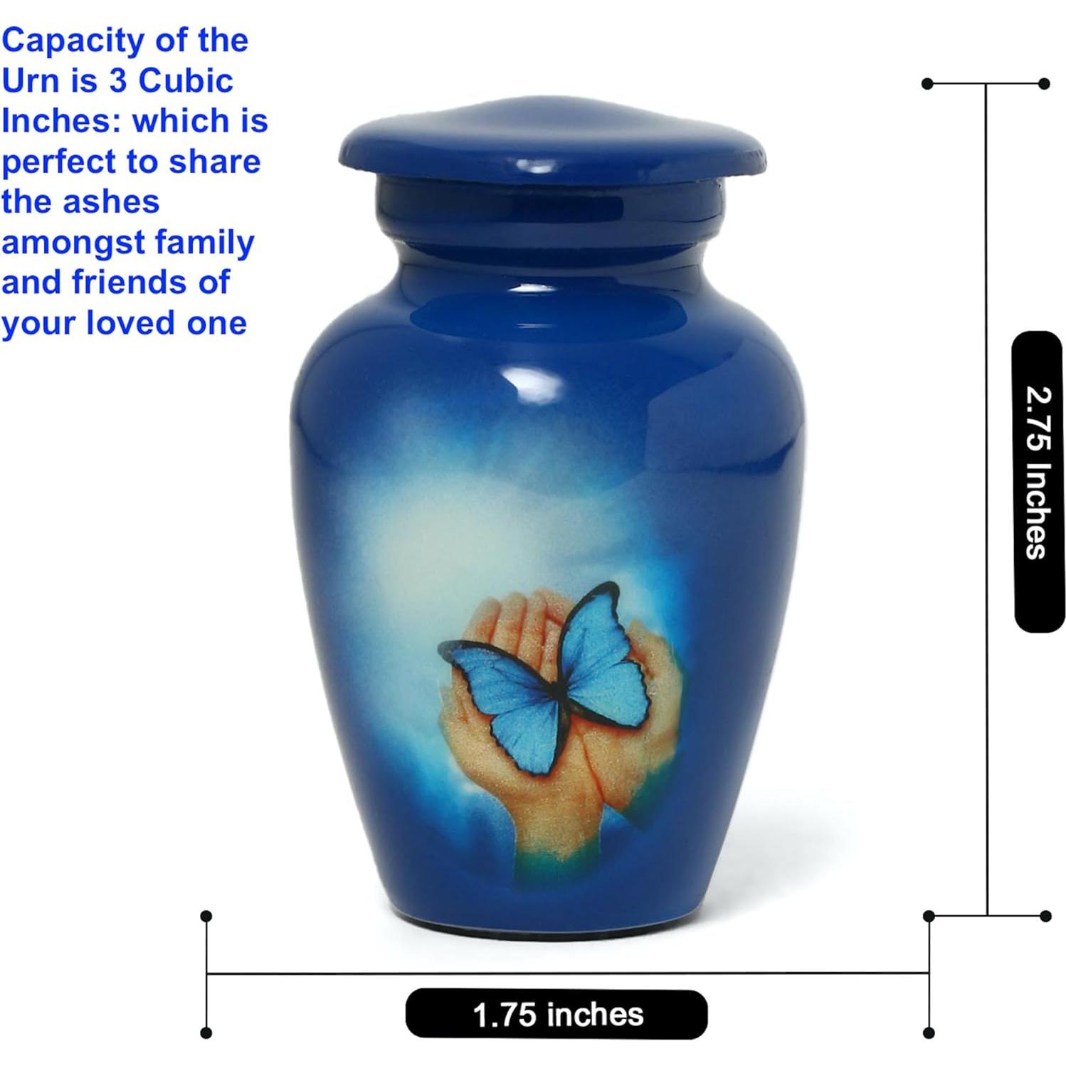 Urna pequeña para cenizas The Ascent mariposa azul 6.98 cm