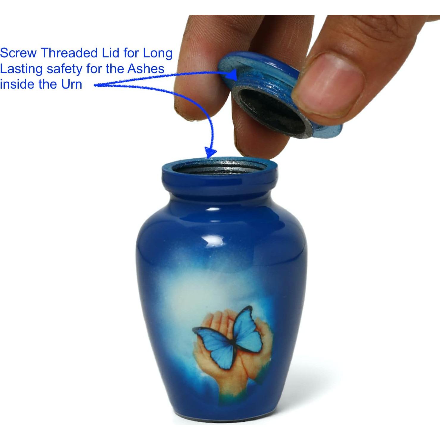 Urna pequeña para cenizas The Ascent mariposa azul 6.98 cm