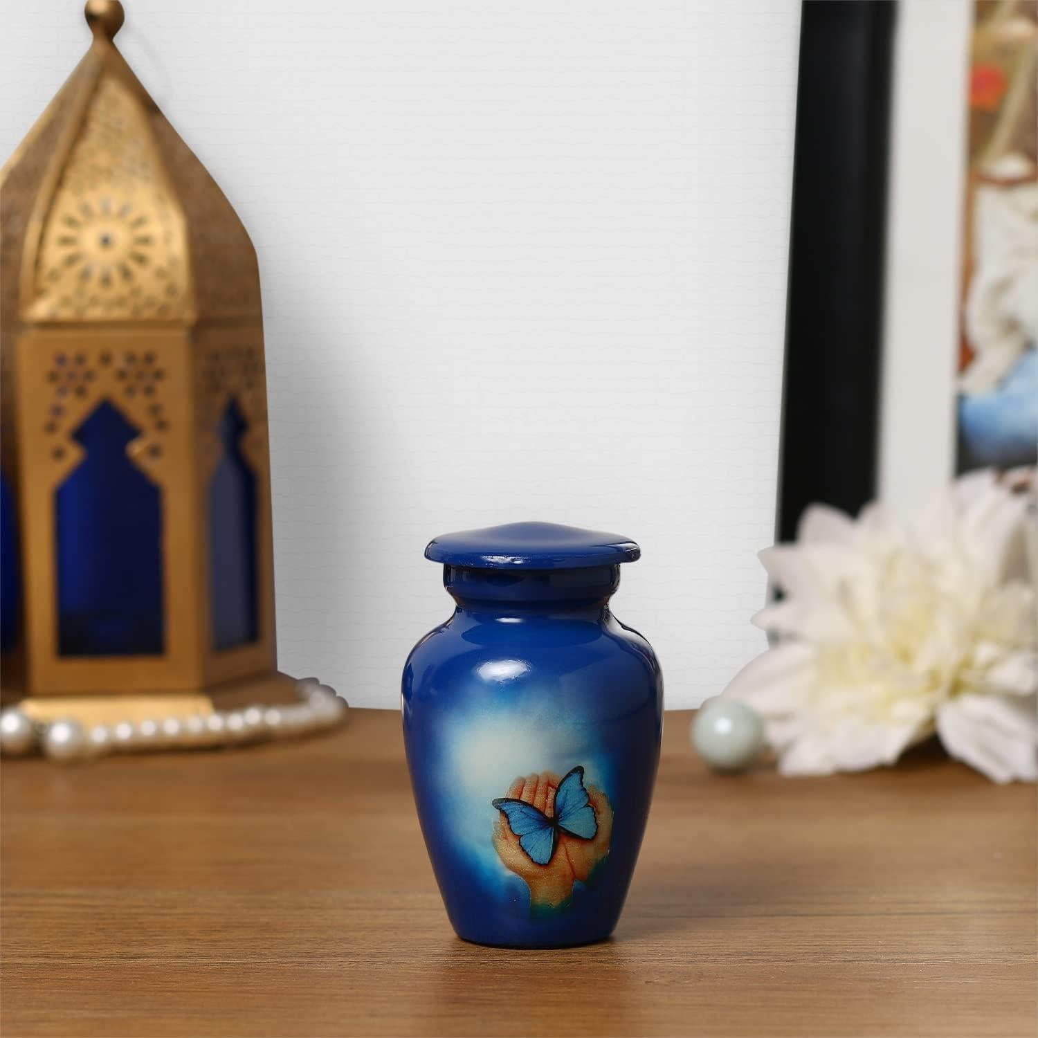 Urna pequeña para cenizas The Ascent mariposa azul 6.98 cm