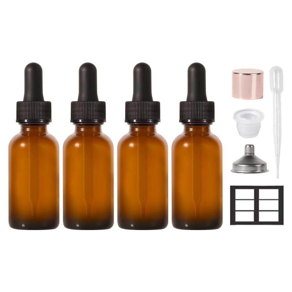 Botellas gotero de vidrio ámbar 30 ml - 4 Pack StellaCare