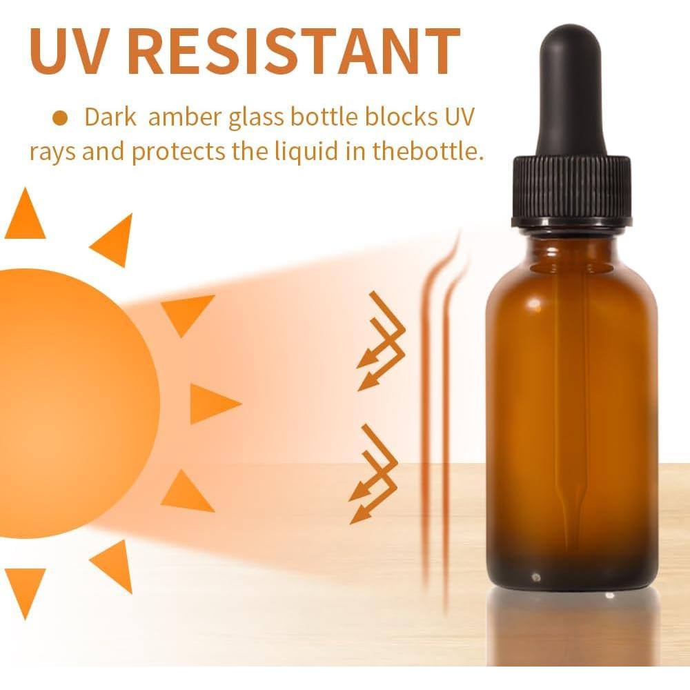 Botellas gotero de vidrio ámbar 30 ml - 4 Pack StellaCare