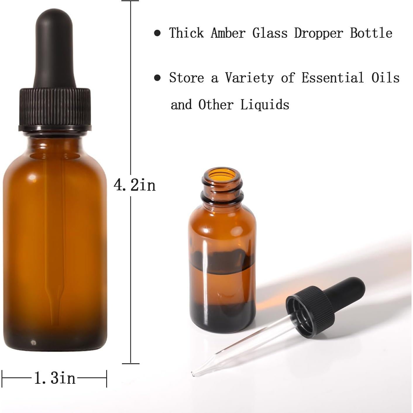 Botellas gotero de vidrio ámbar 30 ml - 4 Pack StellaCare