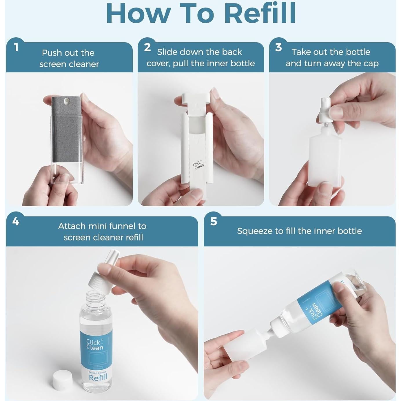 Kit Limpiador de Pantalla Click Clean - 2 Spray 4 oz + Paño Microfibra