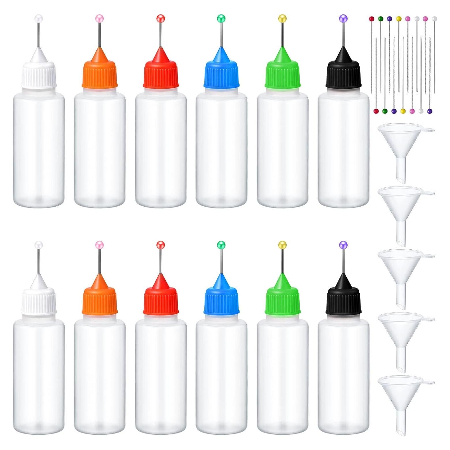 12 Botellas Aplicadoras de Precisión 20 ml Baderke con Agujas y Embudos