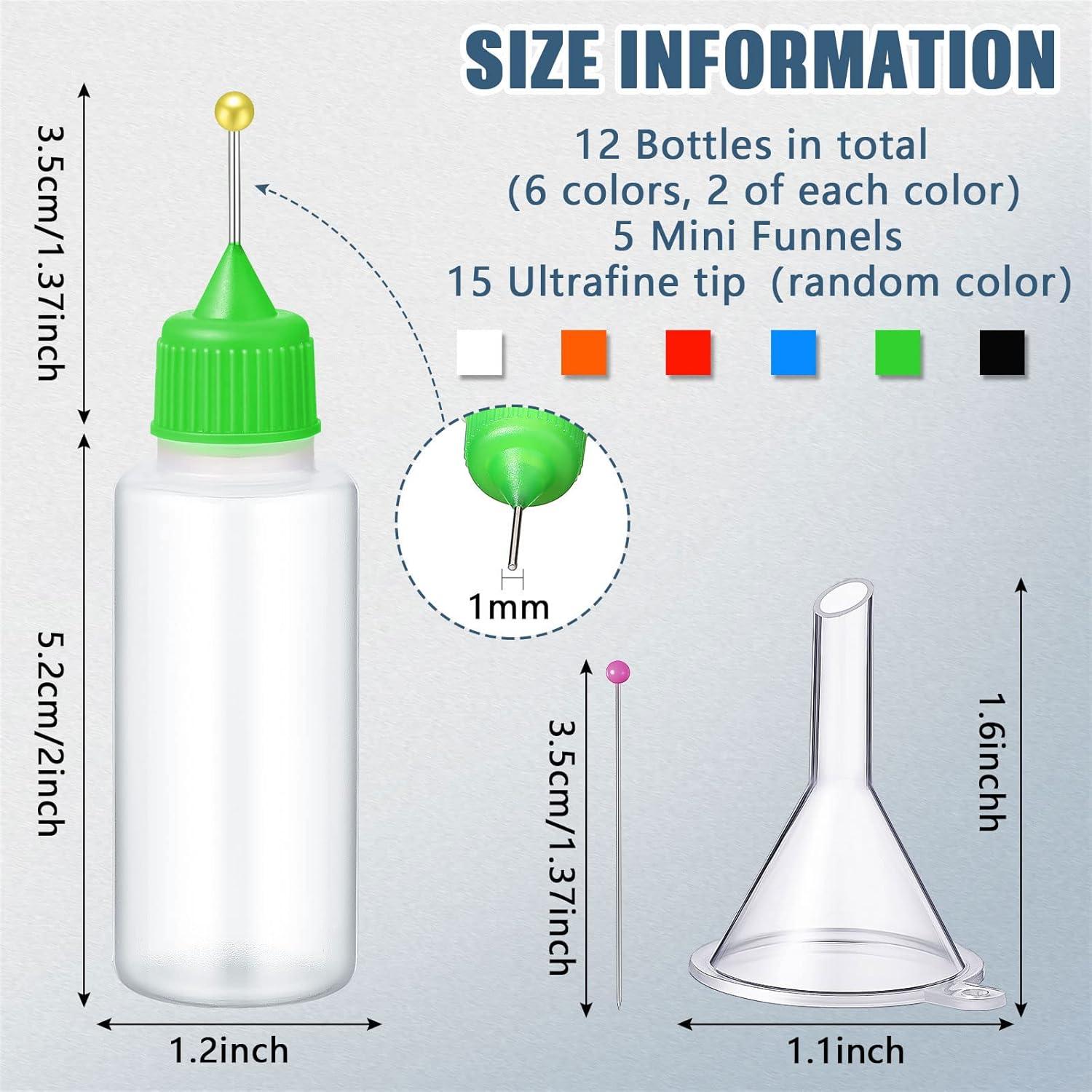12 Botellas Aplicadoras de Precisión 20 ml Baderke con Agujas y Embudos