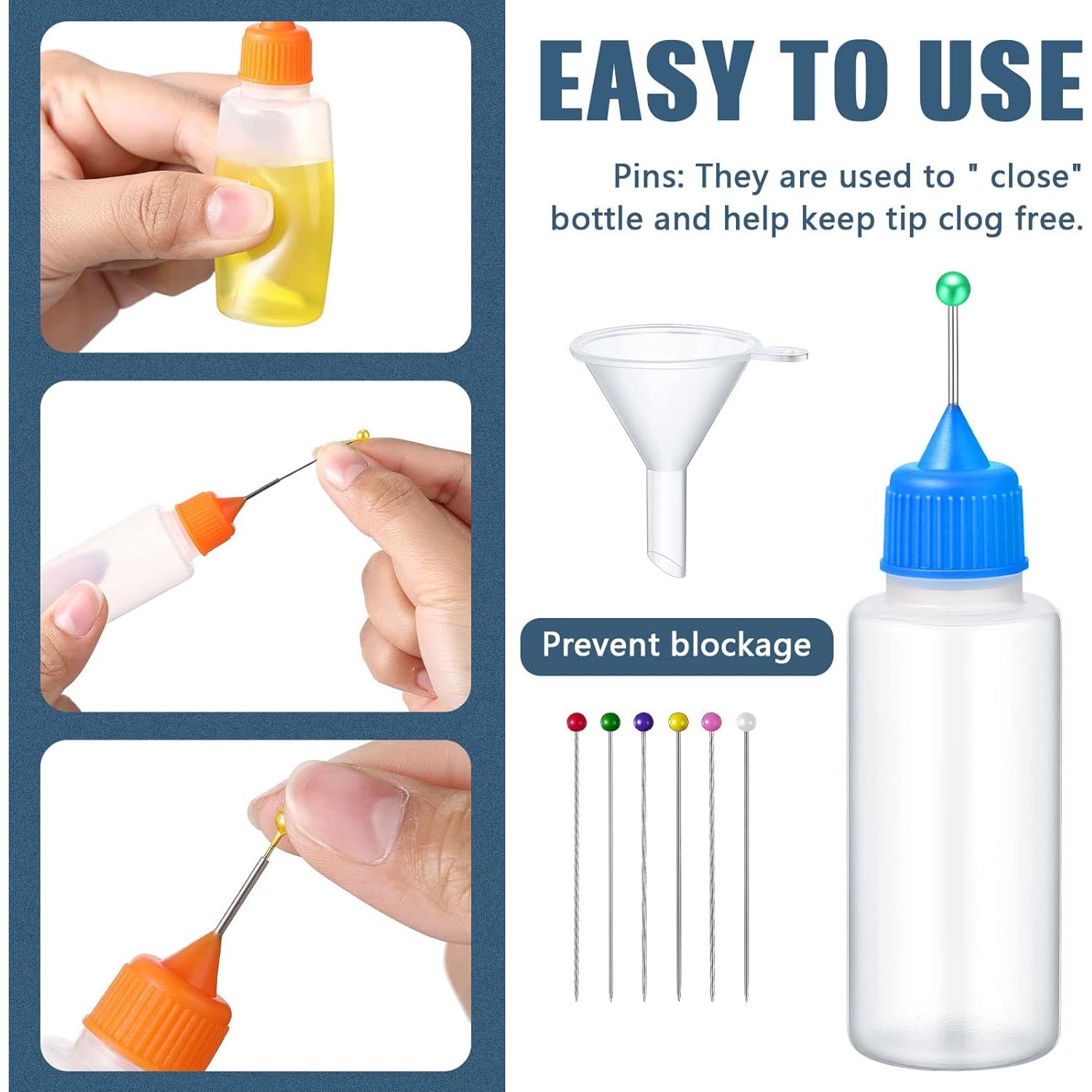 12 Botellas Aplicadoras de Precisión 20 ml Baderke con Agujas y Embudos