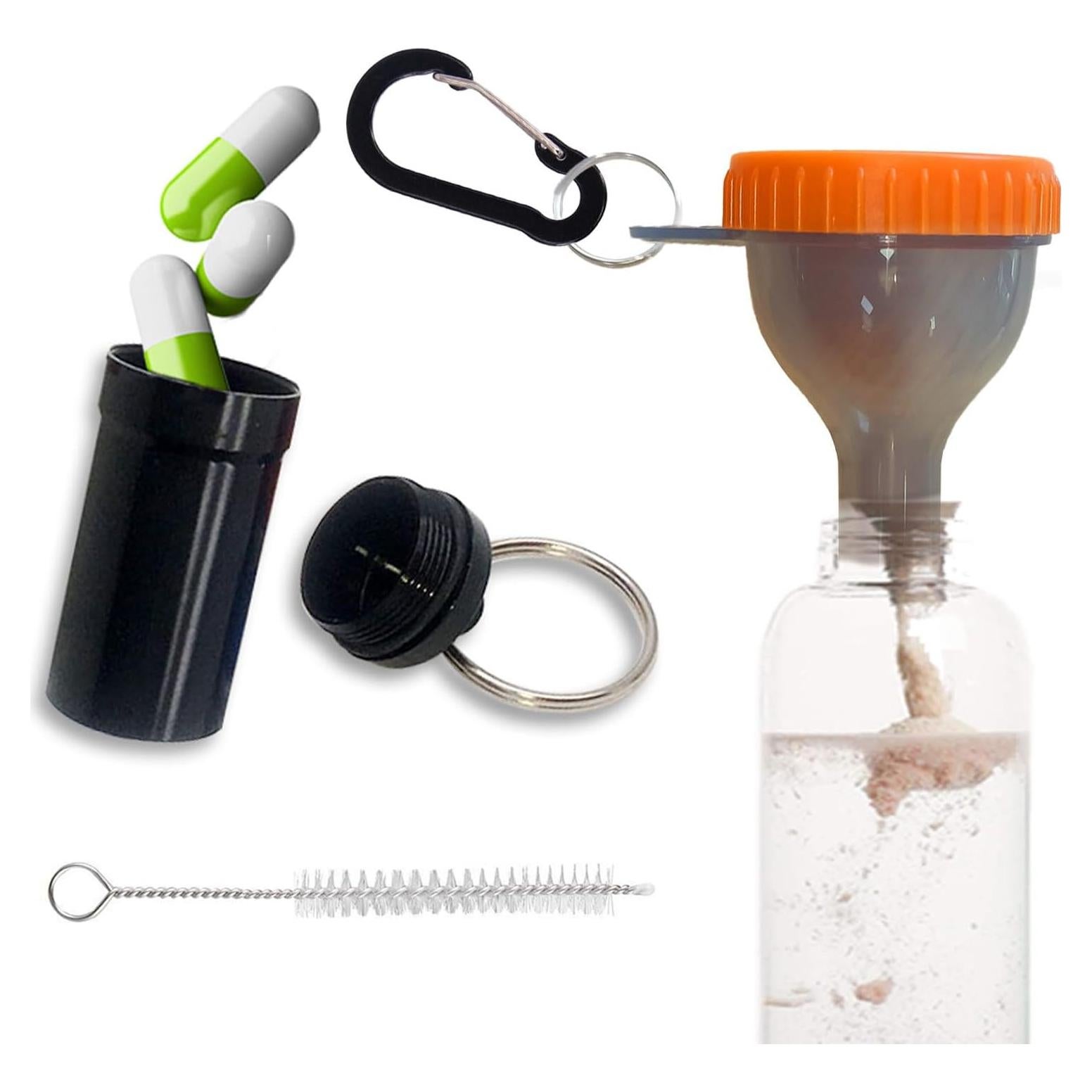 Juego de embudos de proteína YAFIYGI 50ml naranja con mosquetón