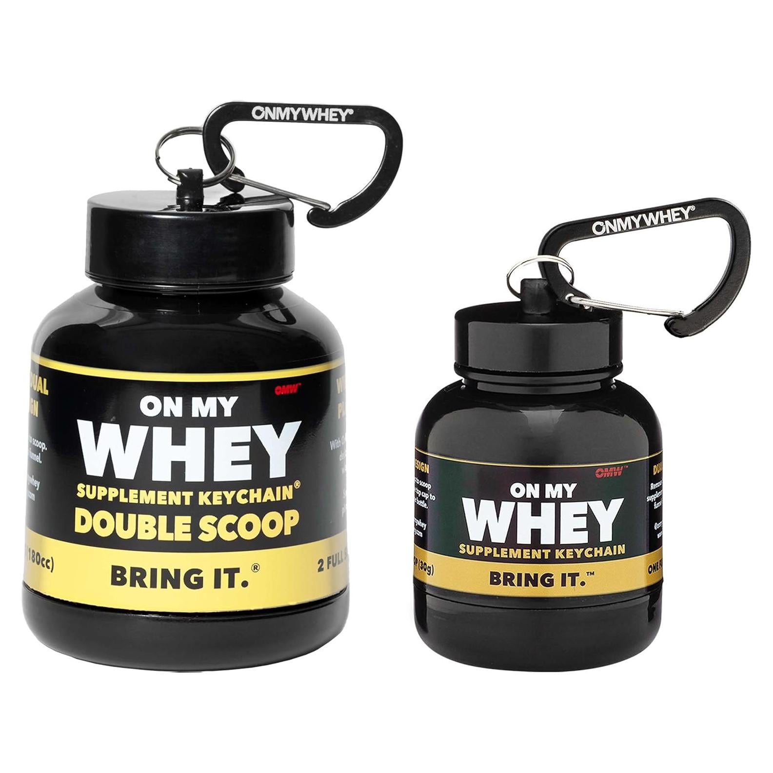 Contenedor de Suplementos ONMYWHEY 180cc con Embudo y Mosquetón