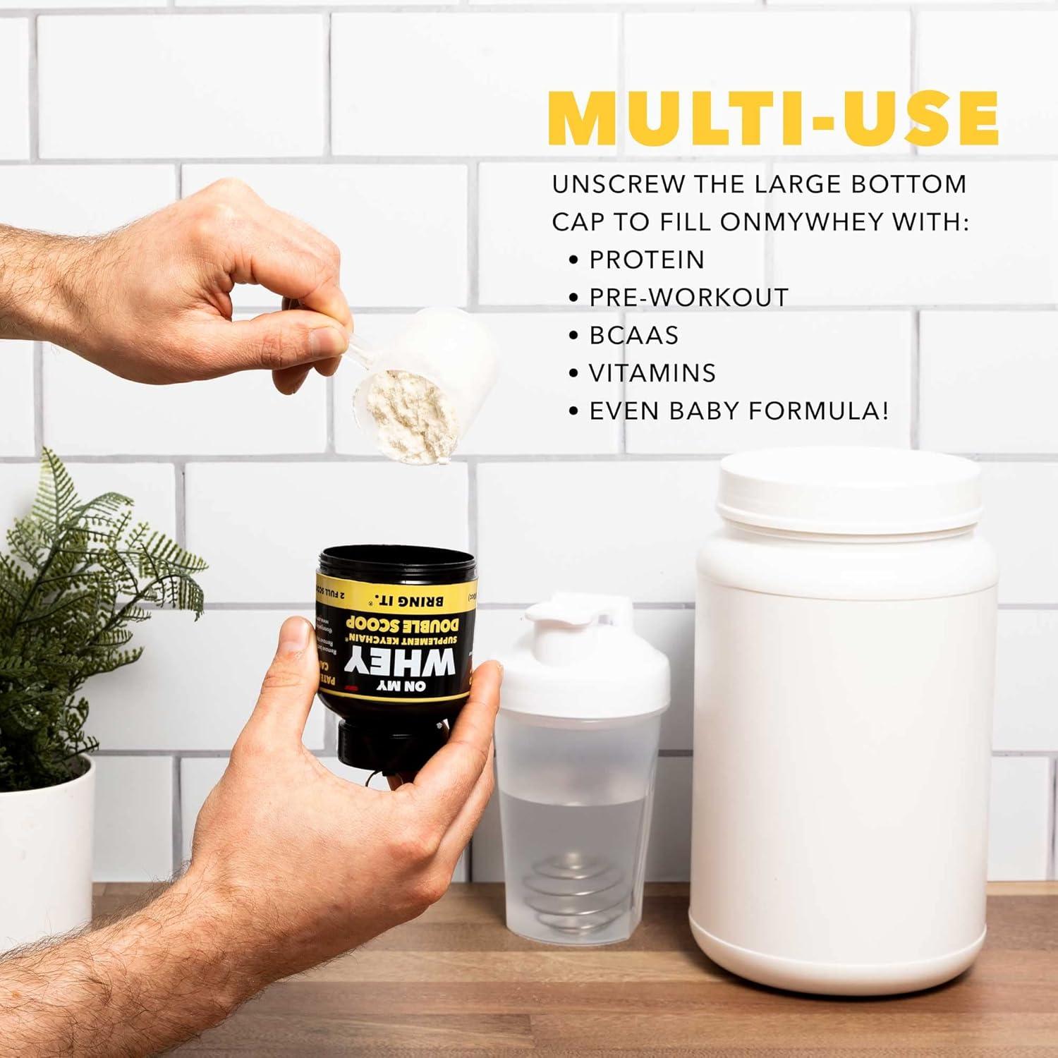 Contenedor de Suplementos ONMYWHEY 180cc con Embudo y Mosquetón