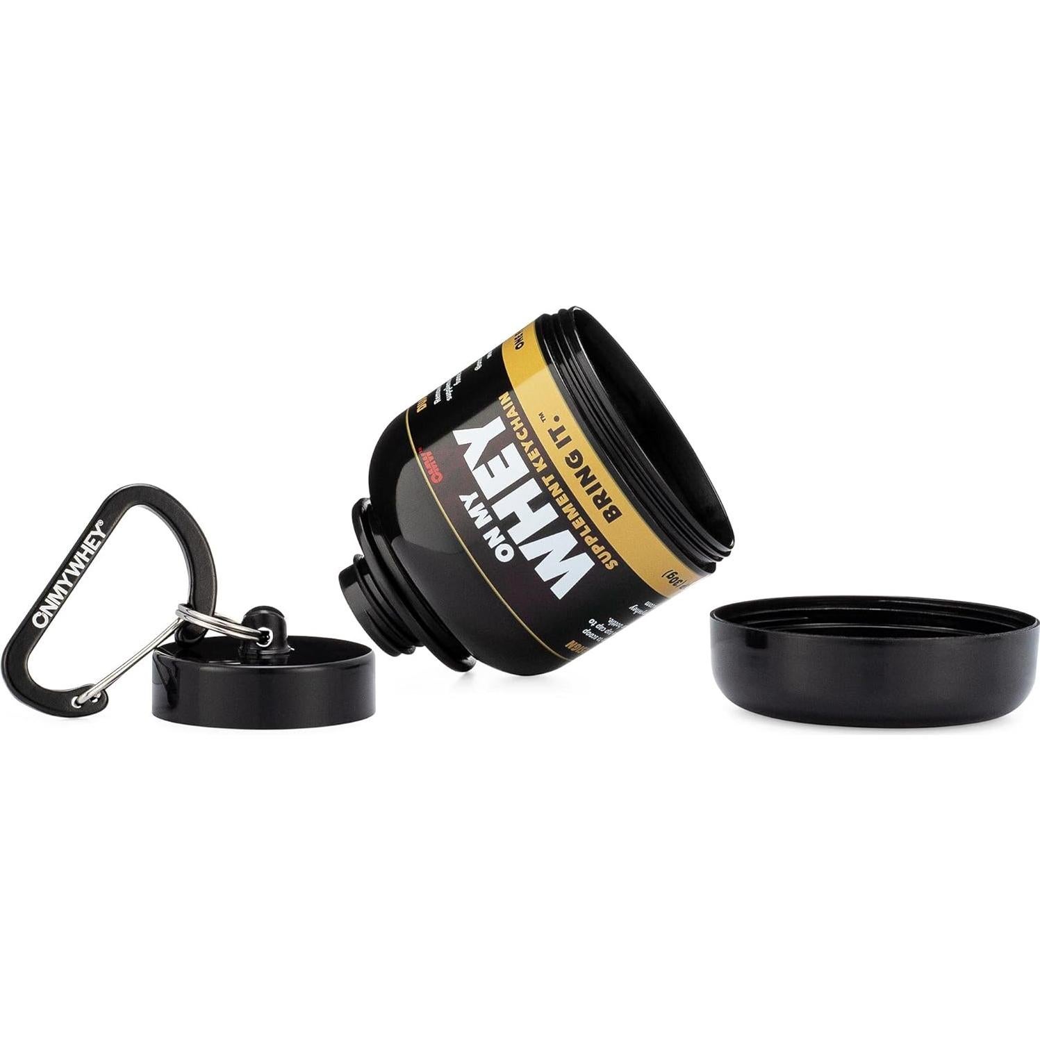 Contenedor de Suplementos ONMYWHEY 180cc con Embudo y Mosquetón