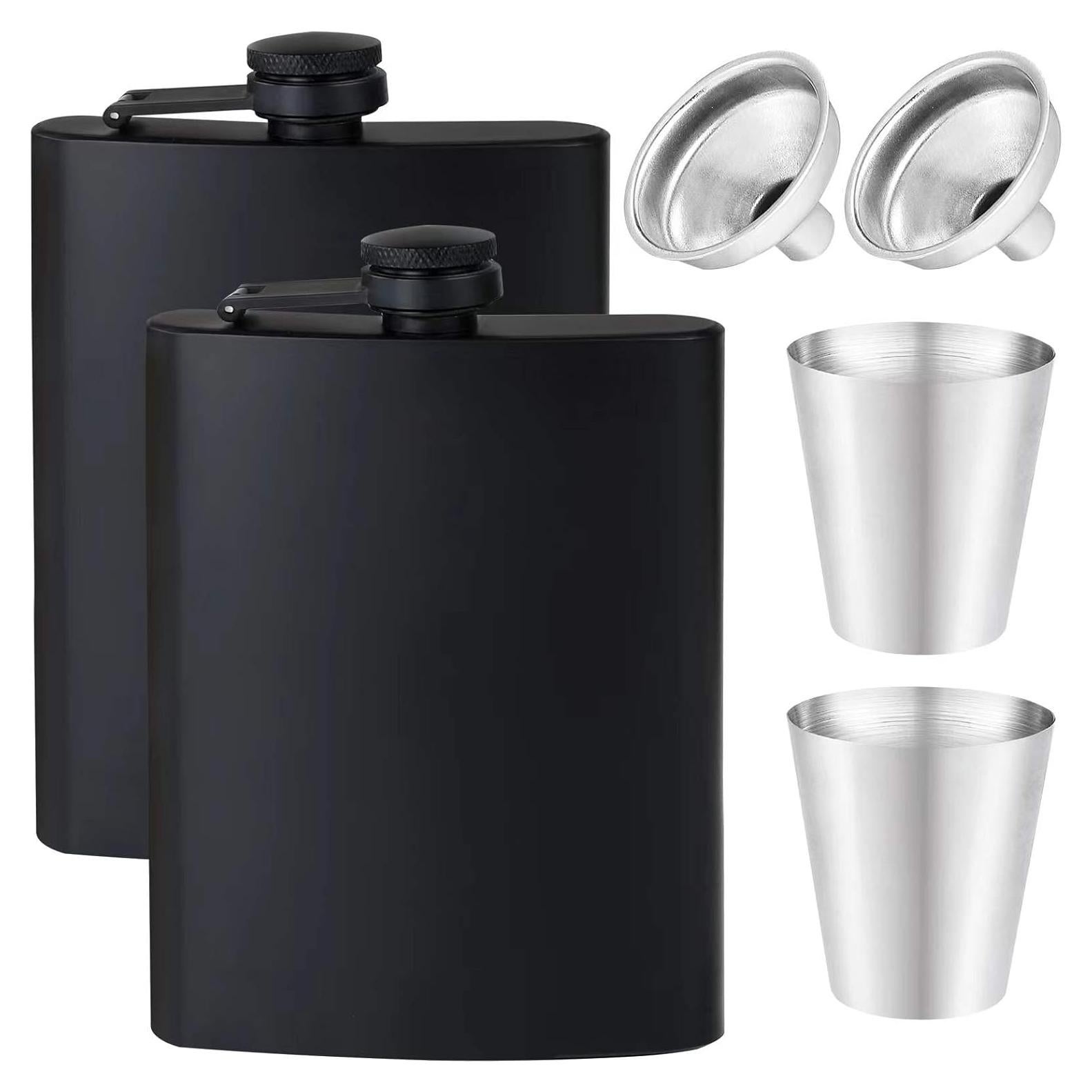 Set 2 Botellas Térmicas Rachan 240ml Acero Inoxidable Negro Mate