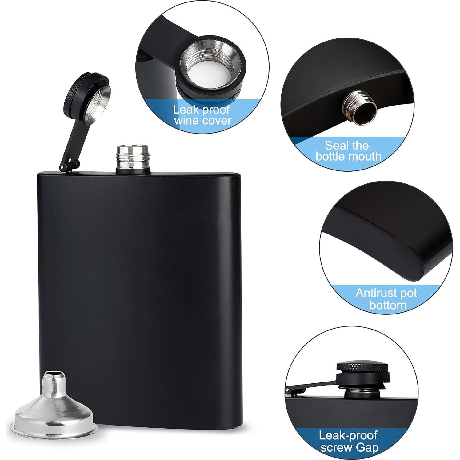 Set 2 Botellas Térmicas Rachan 240ml Acero Inoxidable Negro Mate