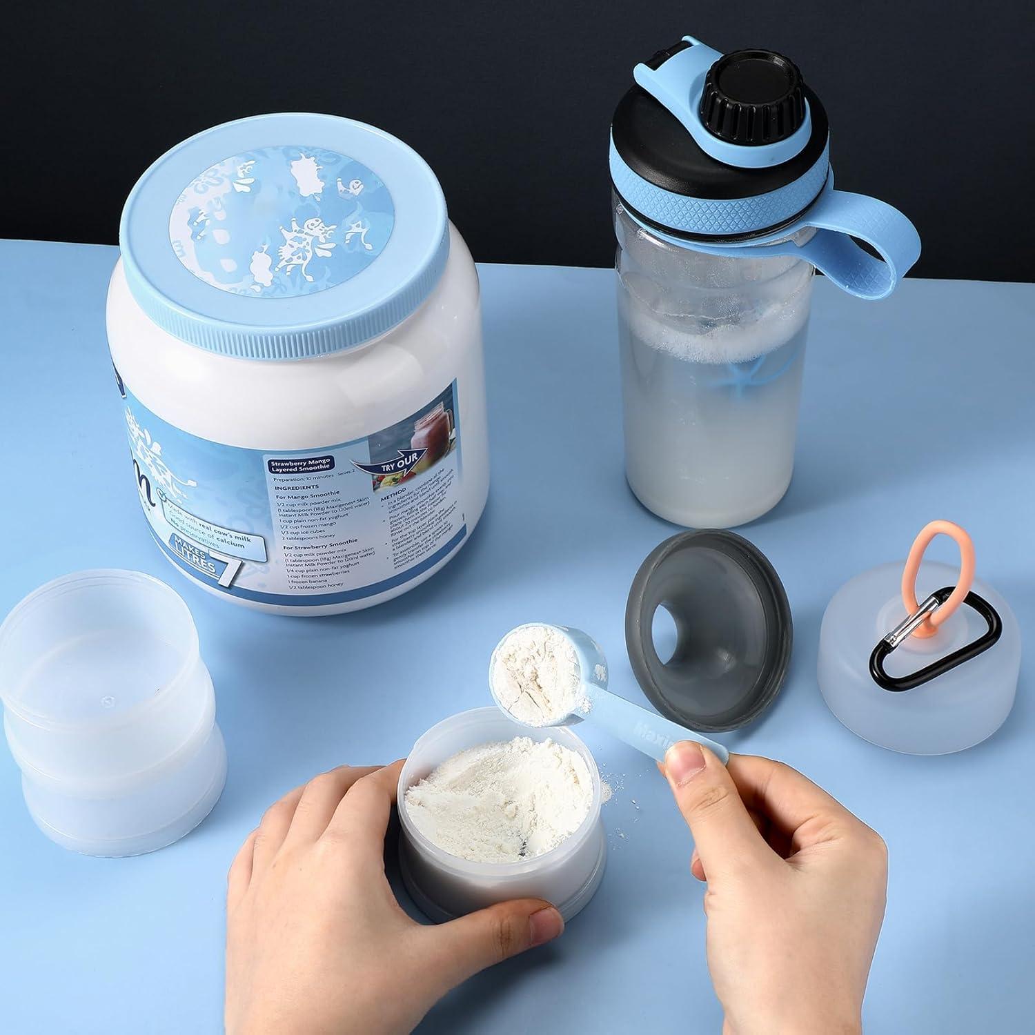 Contenedor de Polvo de Proteína Baderke 2 Pcs Apilable 473ml