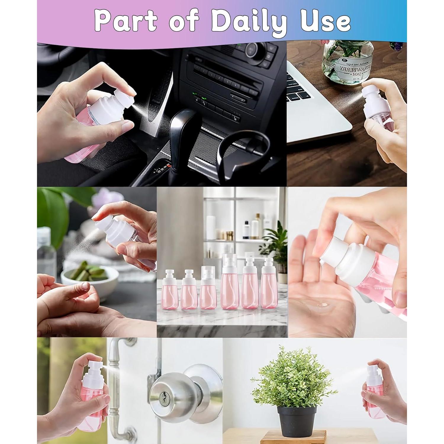 Paquete de 6 Botellas de Spray Rellenables uadbau 60ml Rosa