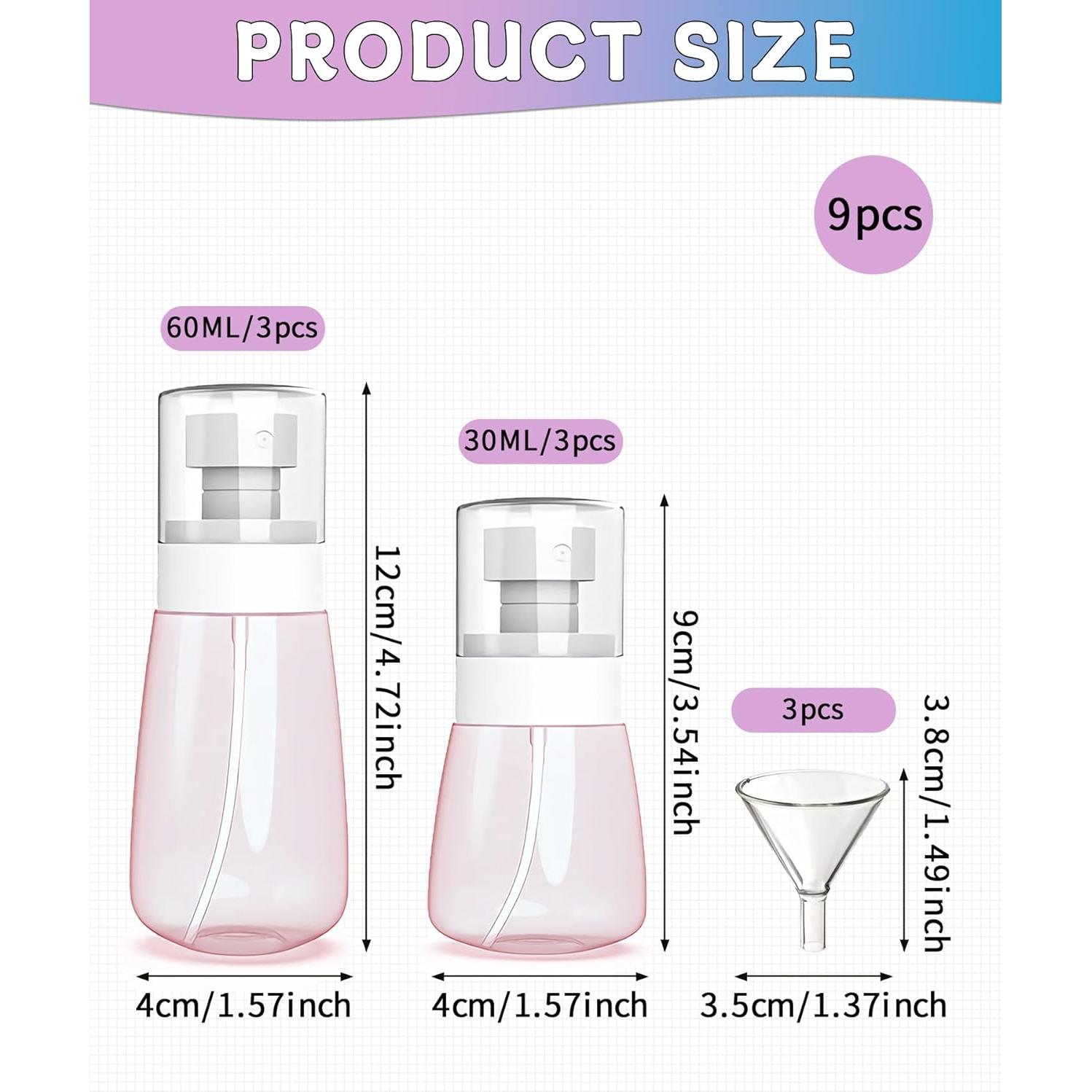 Paquete de 6 Botellas de Spray Rellenables uadbau 60ml Rosa