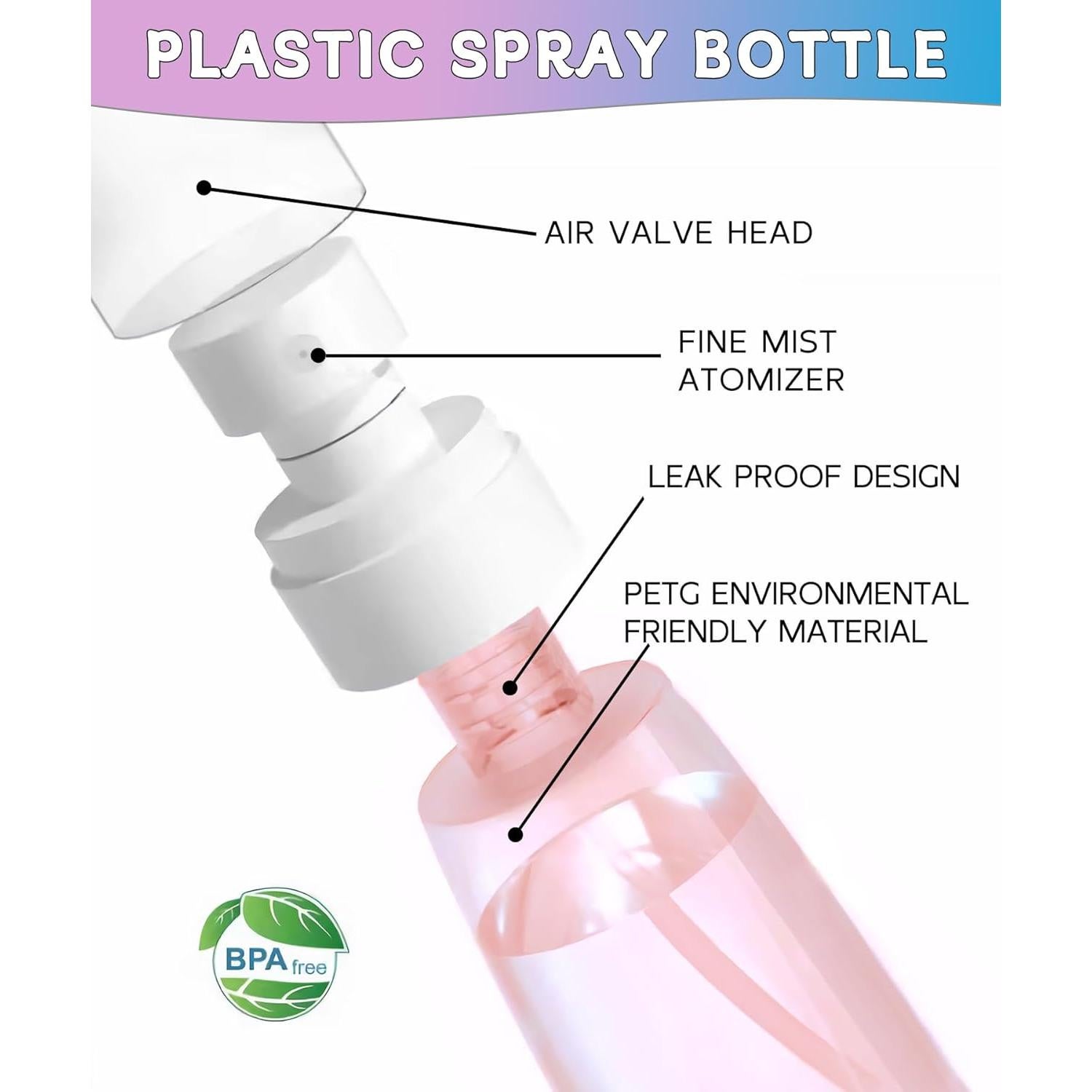 Paquete de 6 Botellas de Spray Rellenables uadbau 60ml Rosa