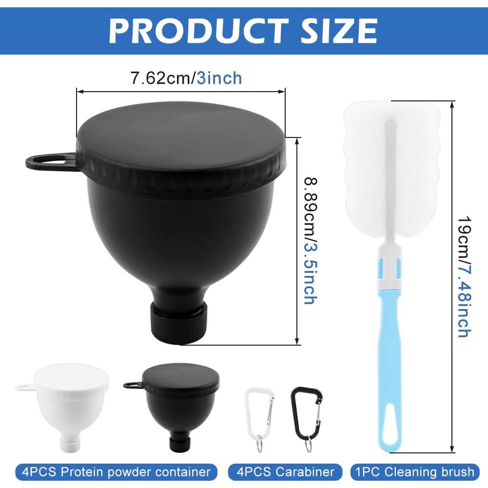 Juego de 4 embudos para polvo de proteína PUXING 150ml