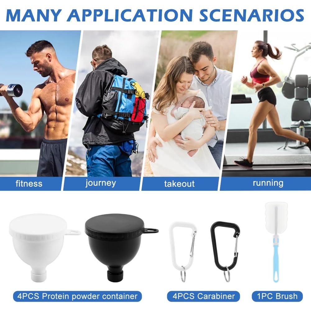 Juego de 4 embudos para polvo de proteína PUXING 150ml