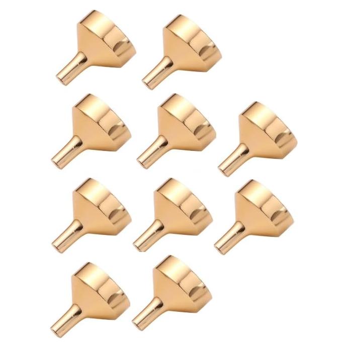 Juego de 10 embudos metálicos mini dorados Jinshining